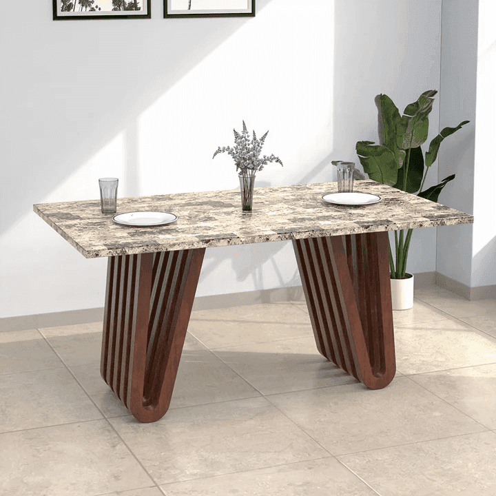 HE CAPRI 6 SEATER DINING TABLE (WALNUT)