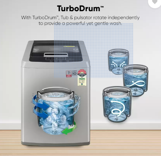 LG 7 KG 5 STAR INVERTER TURBODRUM FULLY AUTOMATIC TOP LOADING WASHING MACHINE