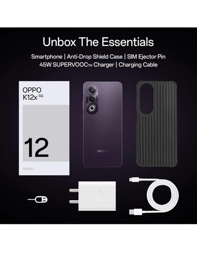 OPPO K12X 5G WITH 45W SUPERVOOC CHARGER IN-THE-BOX (MIDNIGHT VOILET, 128 GB) (6 GB RAM)