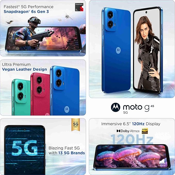 MOTOROLA G45 5G (BRILLIANT BLUE, 8GB RAM, 128GB STORAGE)