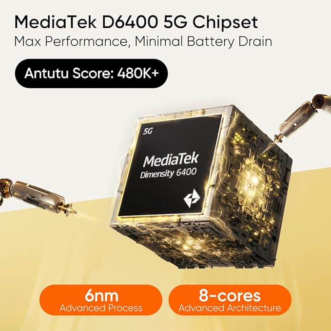 REALME NARZO 80X 5G (SUNLIT GOLD,8GB+128GB) | | DIMENSITY 6400 5G CHIPSET | 6000MAH LONG-LASTING BATTERY | 45W FAST CHARGE | 120HZ EYE COMFORT DISPLAY | IP69 TOP-TIER WATERPROOF