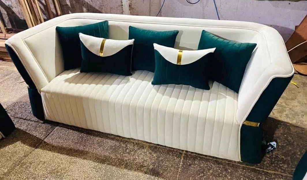 3 SEATER FABRIC SOFA SET (BLUE)